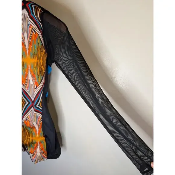 Weissman Moon Trance Dance Costume Biketard Warrior Print Mesh LC #11426 - Picture 5 of 11